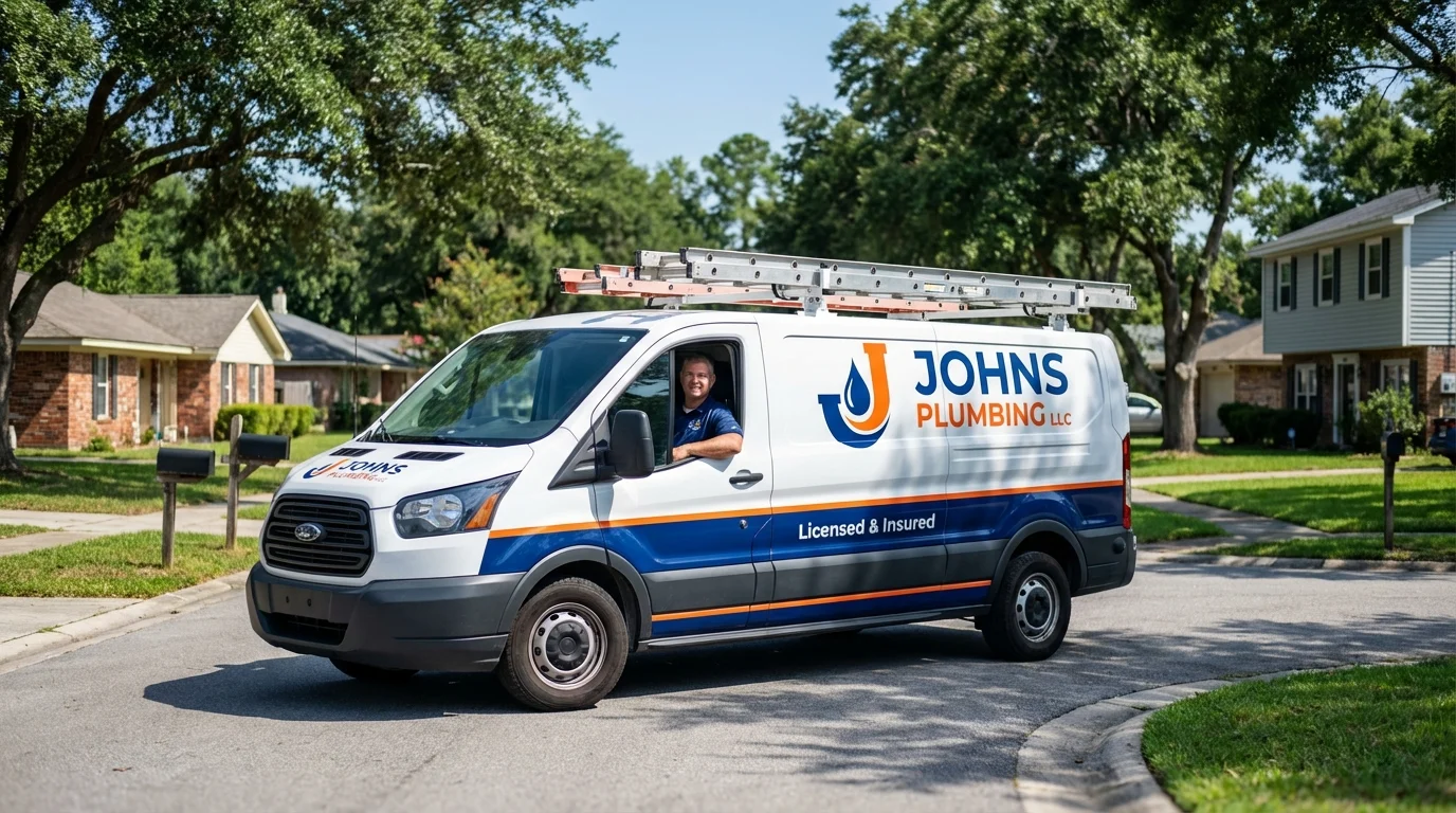 Johns Plumbing LLC service van in Red Hook, NY