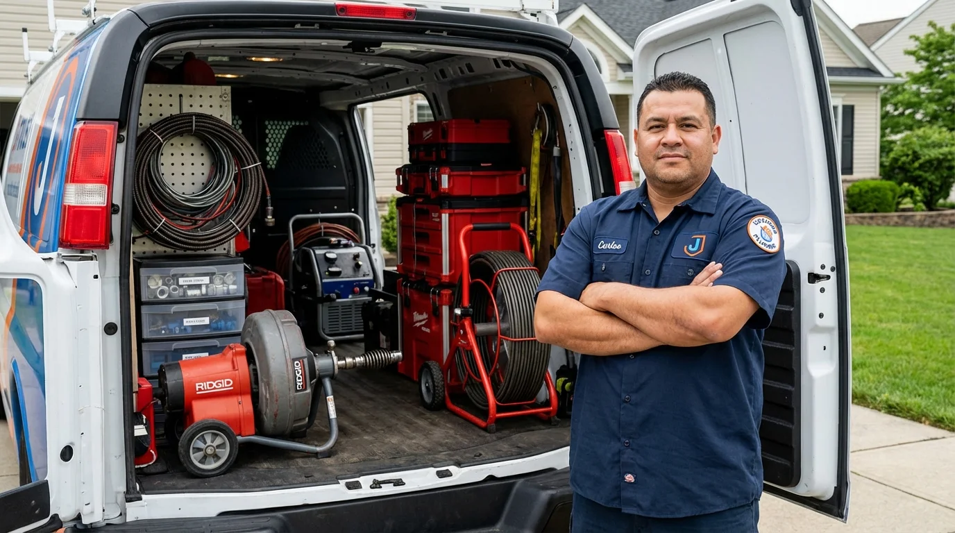 Professional drain cleaning equipment and Johns Plumbing LLC plumber in Red Hook