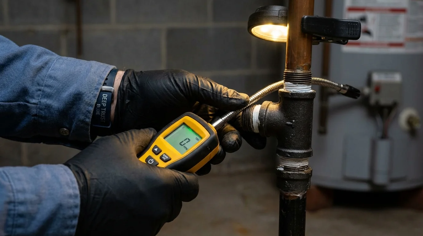Gas leak detection with electronic sniffer by Johns Plumbing LLC in Red Hook