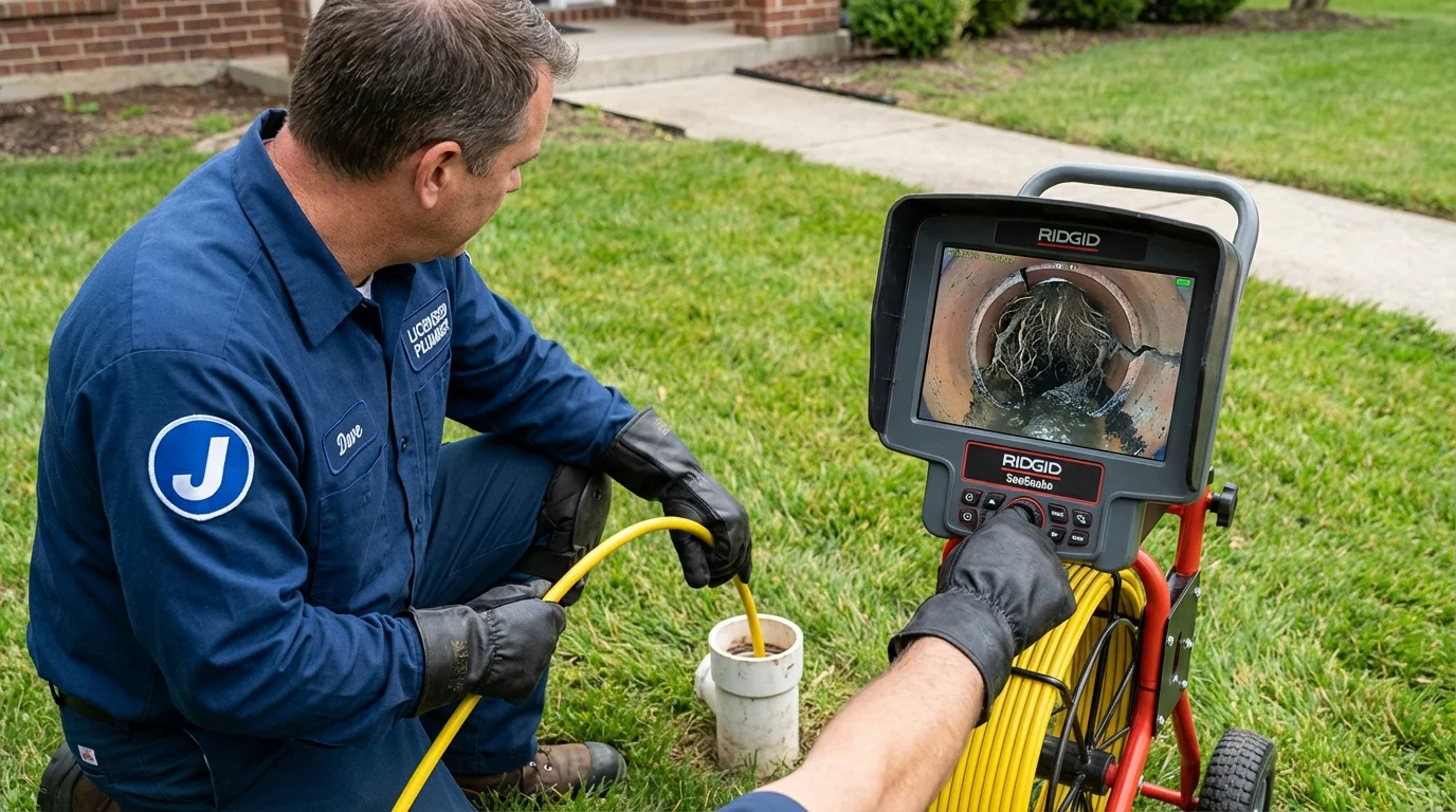 Sewer camera inspection being performed by Johns Plumbing LLC in Red Hook