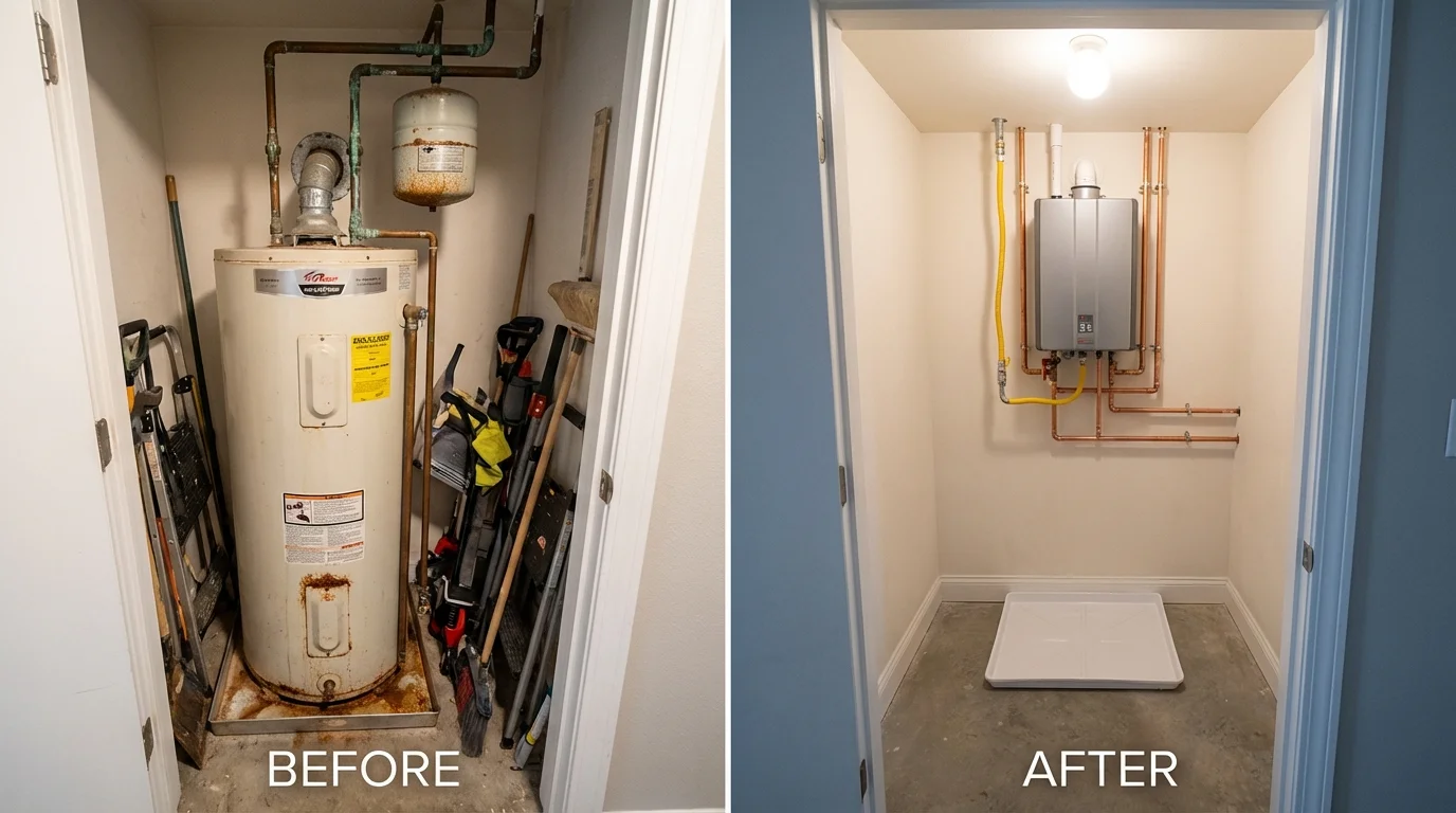 Tank water heater versus wall-mounted tankless unit comparison for Red Hook, NY homeowners